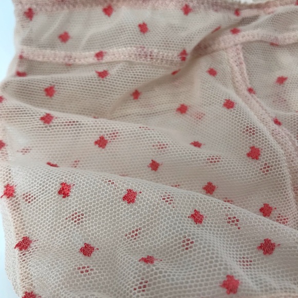 Intimately Free People Bralette Size Large Pink Mesh Sheer Polka Dot Bra - Picture 3 of 5